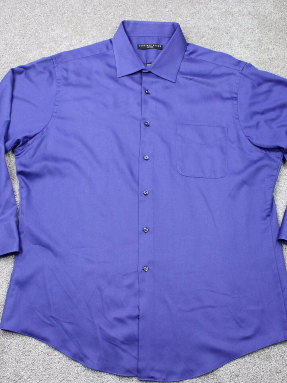 Geoffrey Beene Fitted Shirt Mens 17 1/2, 32/33 Purple Wrinkle Free Cotton L/S